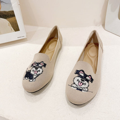 Embroidered Schnauzer Loafers