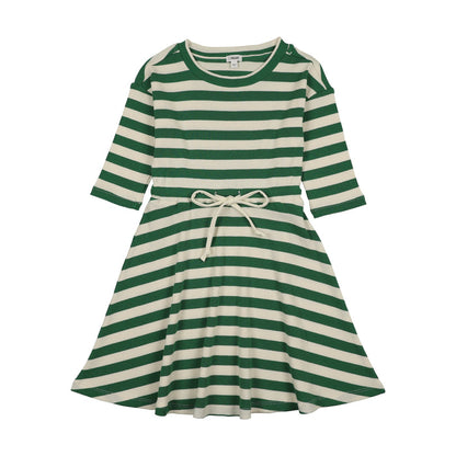 Embroidered Stripe 3/4 Sleeve Dress