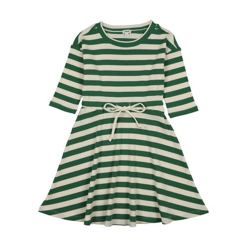 Embroidered Stripe 3/4 Sleeve Dress