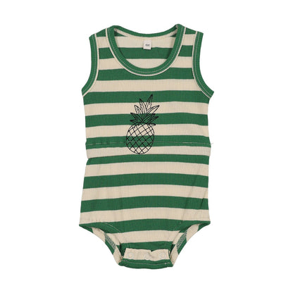 Embroidered Stripe Romper
