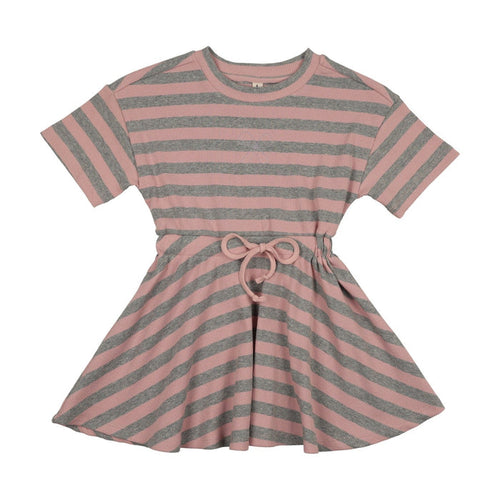 Embroidered Stripe Short Sleeve Dress