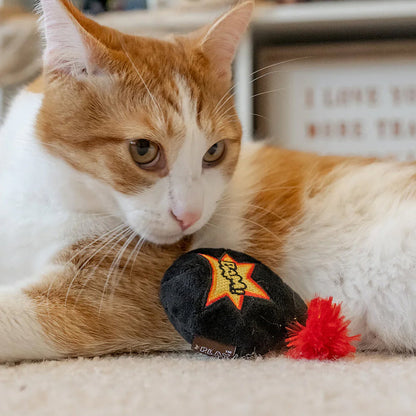 Cat playing with Feline Frenzy Kitty Boom Catnip Toy