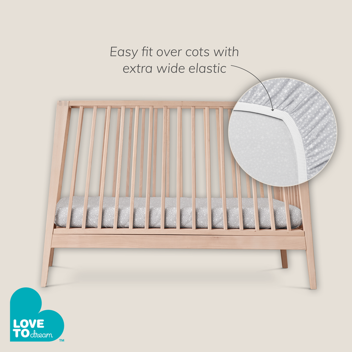 Fitted Cot/Crib Sheet Twin Pack Cotton Grey