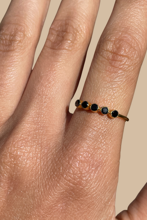 Five Stone Ring Black Onyx
