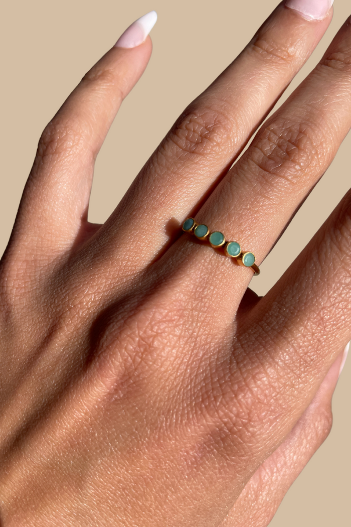 Five Stone Ring Chrysoprase