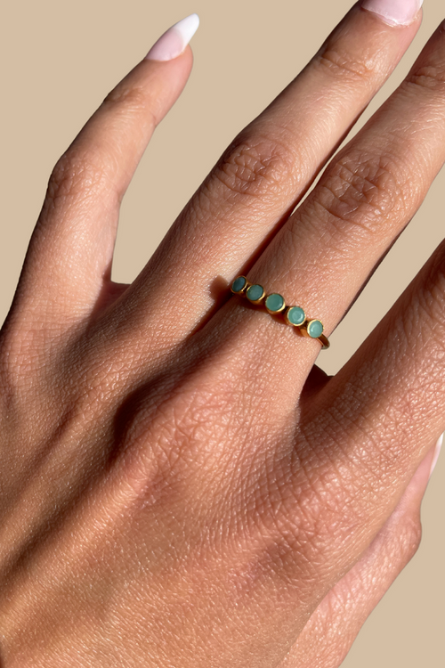 Five Stone Ring Chrysoprase