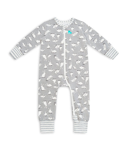 Footless Romper Cotton Grey Cottontail