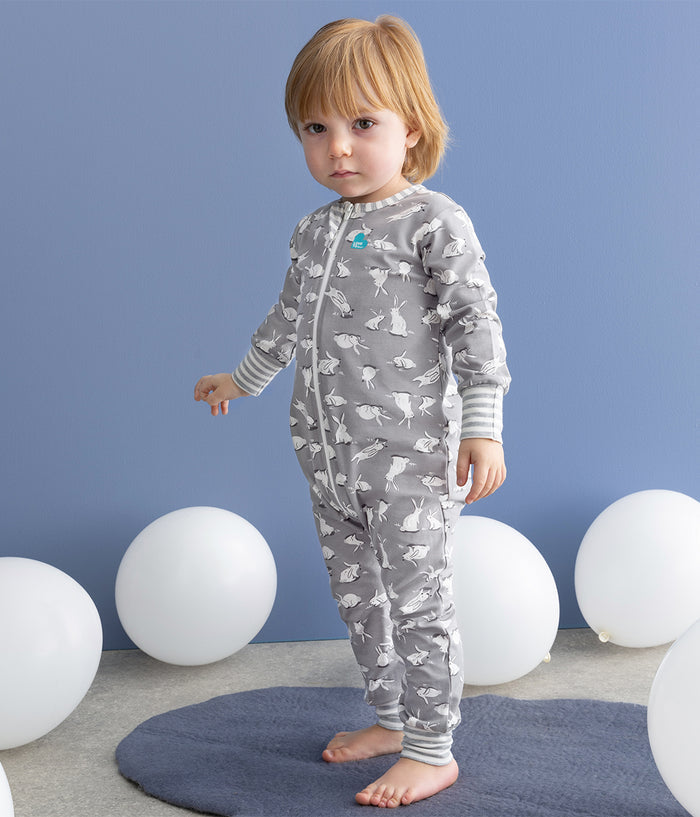 Footless Romper Cotton Grey Cottontail