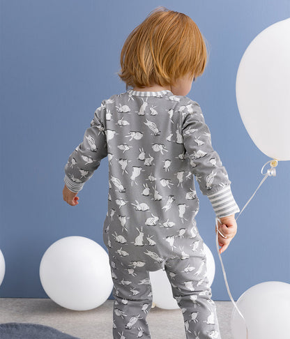 Footless Romper Cotton Grey Cottontail