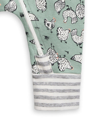 Footless Romper Cotton Olive Chicken Run