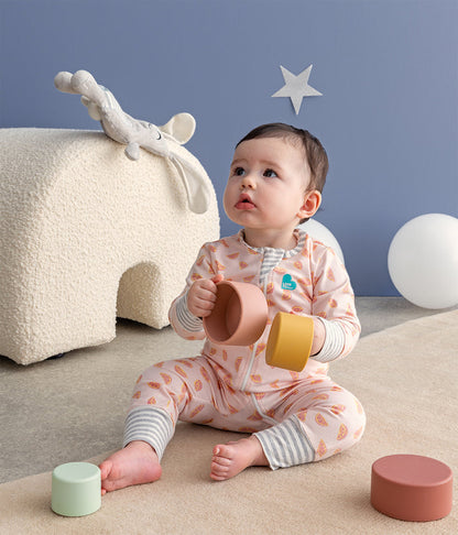 Footless Romper Cotton Pink Sliced