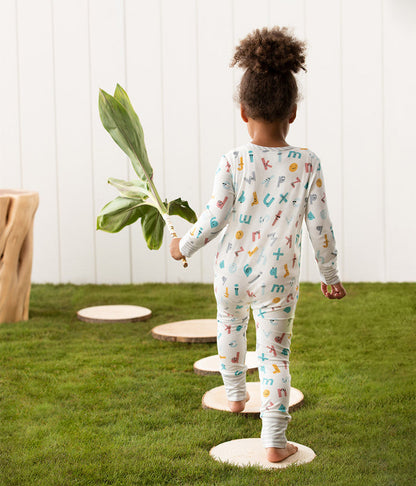 Footless Romper Ecovero White Alphabet Soup