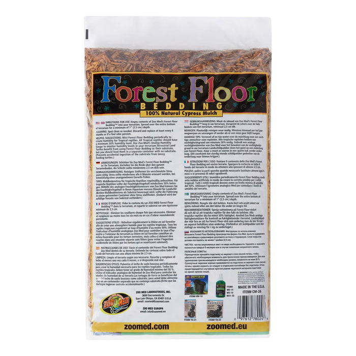 Forest Floor Bedding 100% Natural Cypress Mulch back of bag