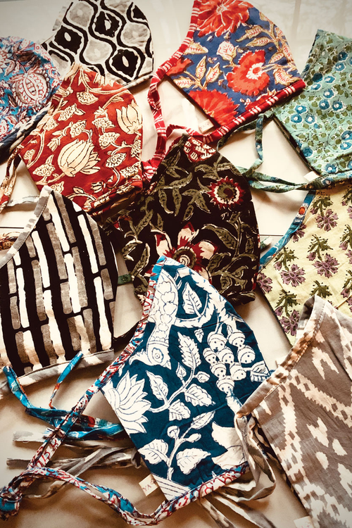 Four Layer Face Mask with Ties, Assorted Prints