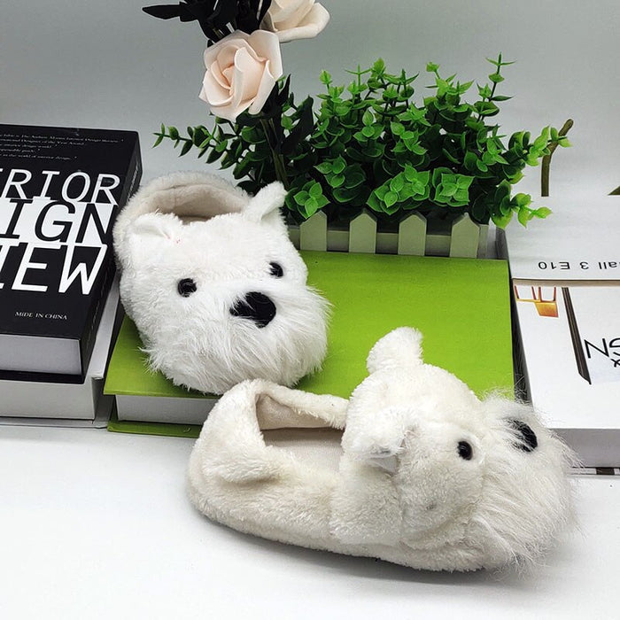 Fuzzy Westie Slippers