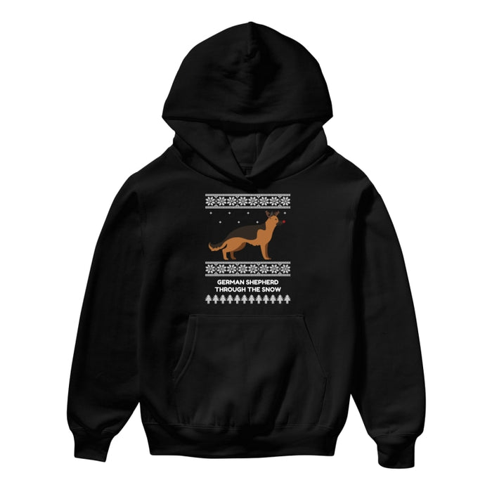 German Shepherd Through The Snow - Kids Hoodie