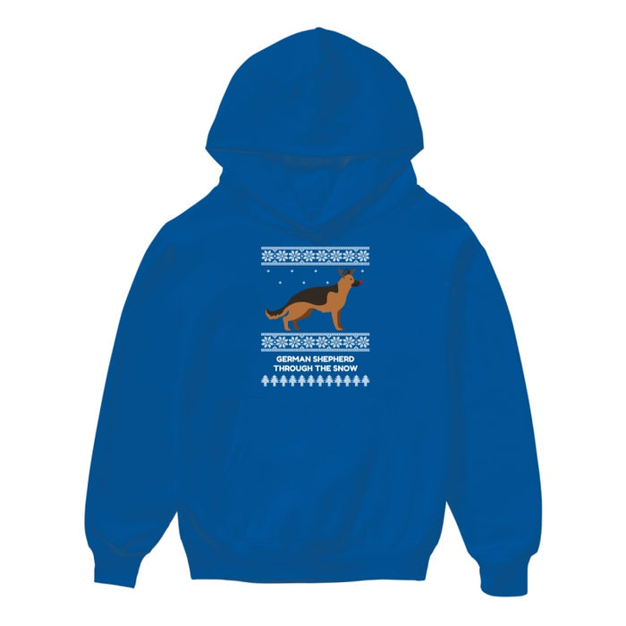 German Shepherd Through The Snow - Kids Hoodie
