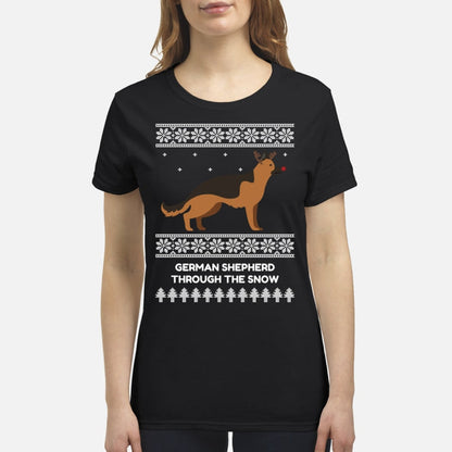 German Shepherd Through The Snow - Premium Women's T-shirt