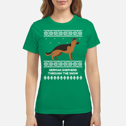 German Shepherd Through The Snow - Women's T-shirt