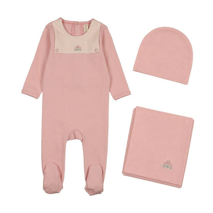 Gingham Bib Layette Set