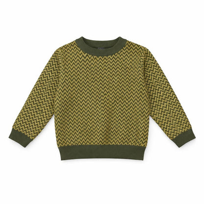 Green Zigzag Knit Top