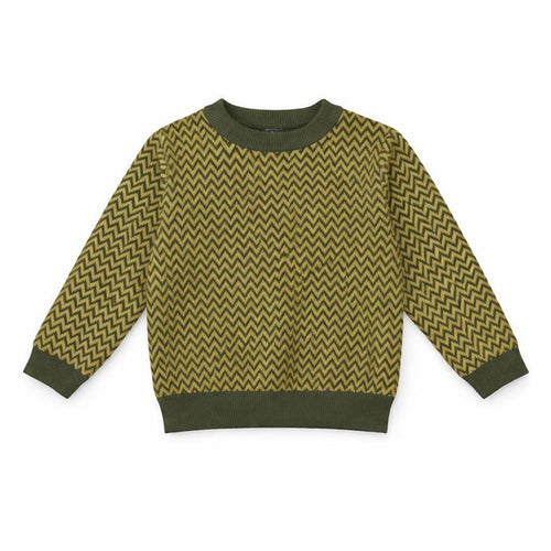Green Zigzag Knit Top