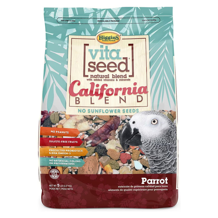 5lb bag of Vita Seed Natural Blend California blend No sunflower seeds. Parrot food.