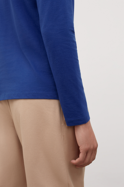 High Neck Top, Bright Blue