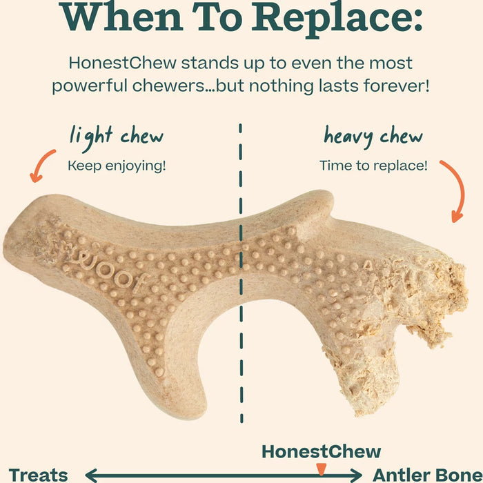Honest Chew - Antler Shape When to replace. After heavy chew, replace.