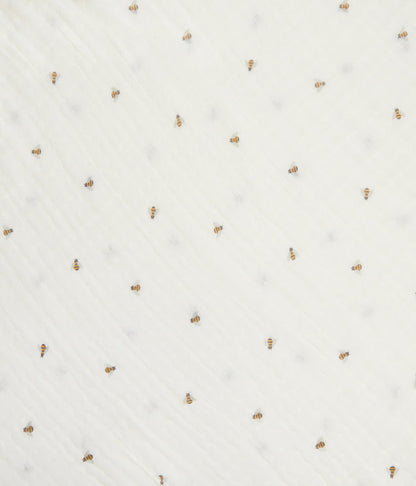 Hooded Towel Muslin Cream Bees