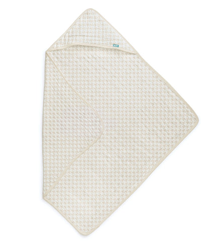 Hooded Towel Muslin Tan Houndstooth