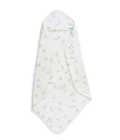 Hooded Towel Muslin White Cloud Bunnies