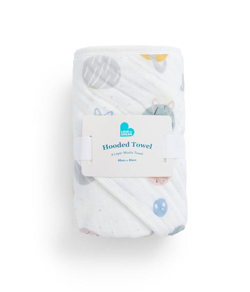Hooded Towel Muslin White Rocket