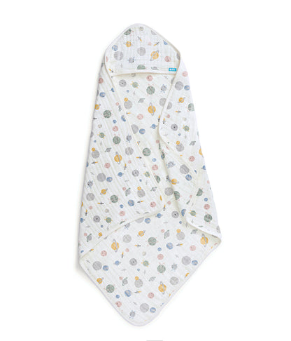Hooded Towel Muslin White Rocket