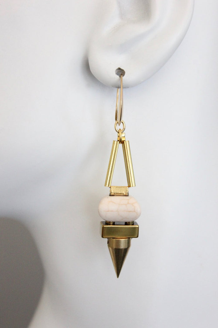 Hook Drop Magnesite and Plated Hematite Earrings