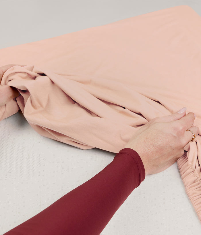 HushDry™ 2-in-1 Waterproof Fitted King Single Sheet Viscose from Bamboo Blush