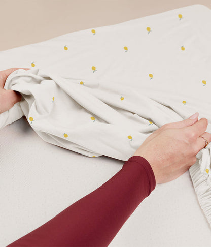 HushDry™ 2-in-1 Waterproof Fitted Queen Sheet Viscose from Bamboo Cream Lemons