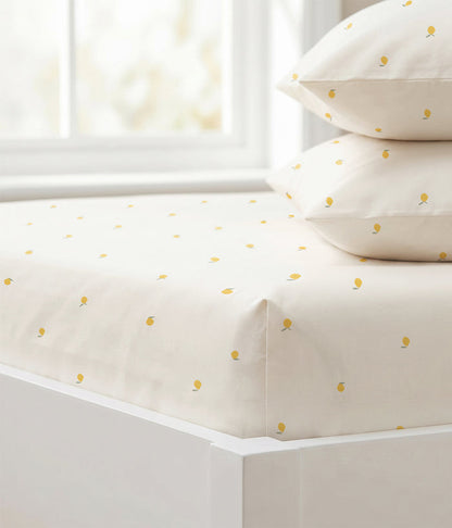 HushDry™ 2-in-1 Waterproof Fitted Single Sheet Viscose from Bamboo Cream Lemons