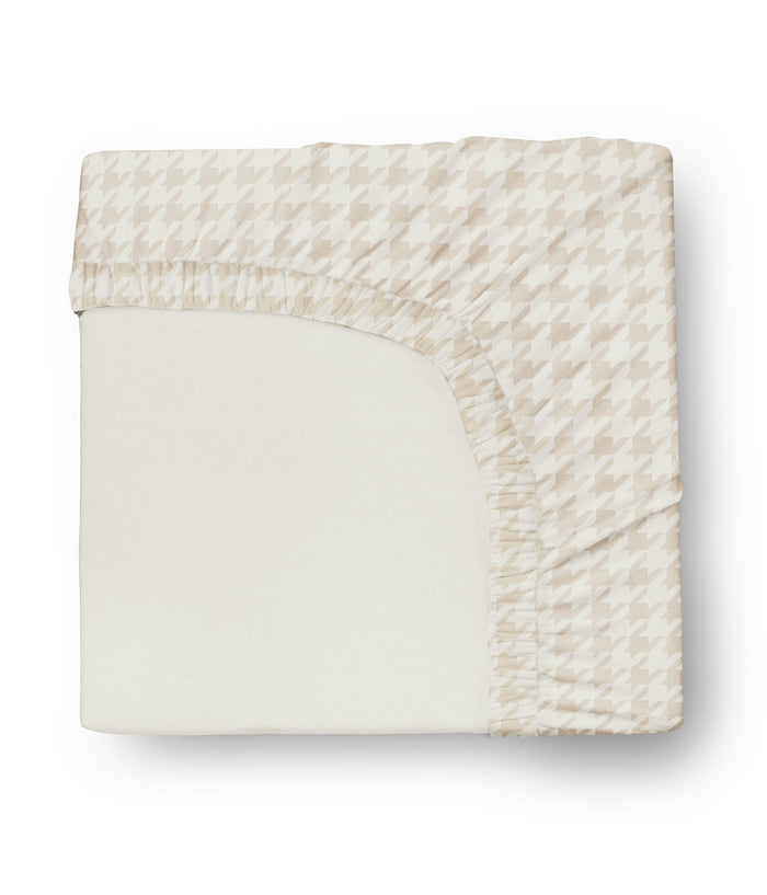 HushDry™ 2-in-1 Waterproof Fitted Single Sheet Viscose from Bamboo Tan Houndstooth