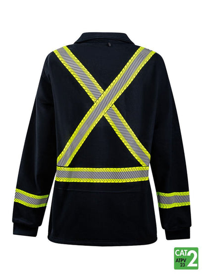 IFR Men's Navy Full Zip FR Striped Fleece Jacket OSN324