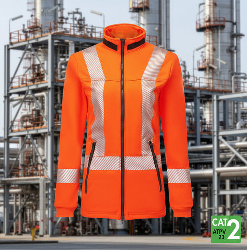 IFR Women's Orange FR Segmented Striped Fleece Full Zip Jacket OSO474