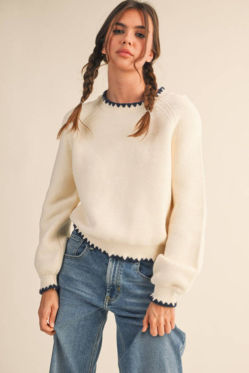 Ivory blanket stitch Sweater