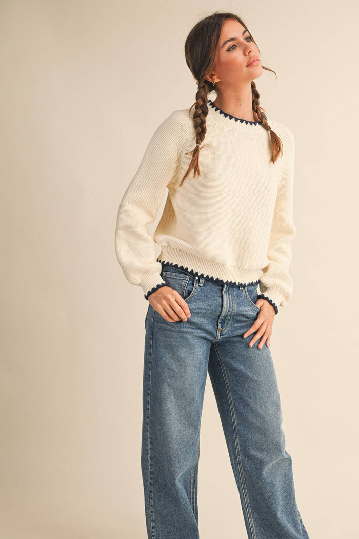 Ivory blanket stitch Sweater