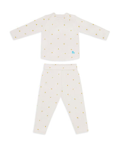 Kids Pyjama Set Long Sleeve Viscose from Bamboo Cream Lemons