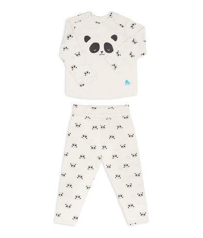 Kids Pyjama Set Long Sleeve Viscose from Bamboo Cream Sleepy Pandas