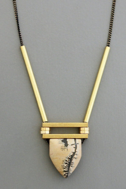 Landscape Jasper and Brass Necklace