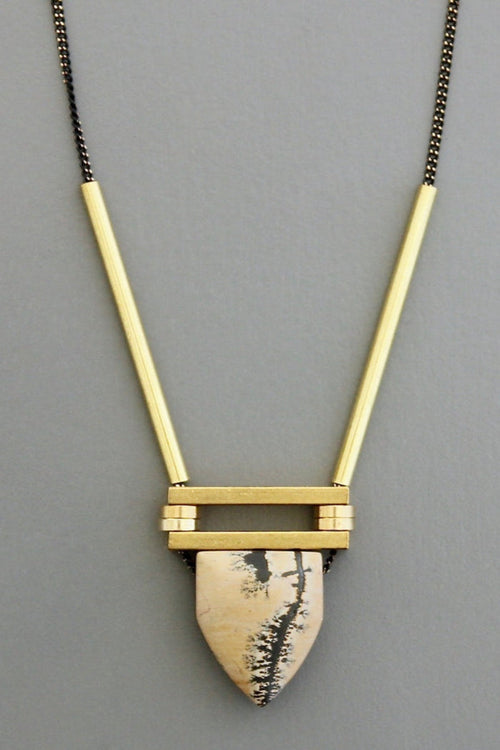 Landscape Jasper and Brass Necklace