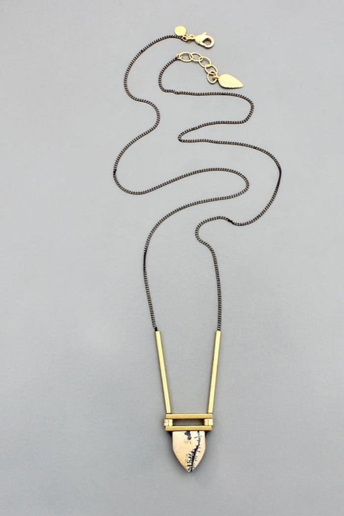 Landscape Jasper and Brass Necklace
