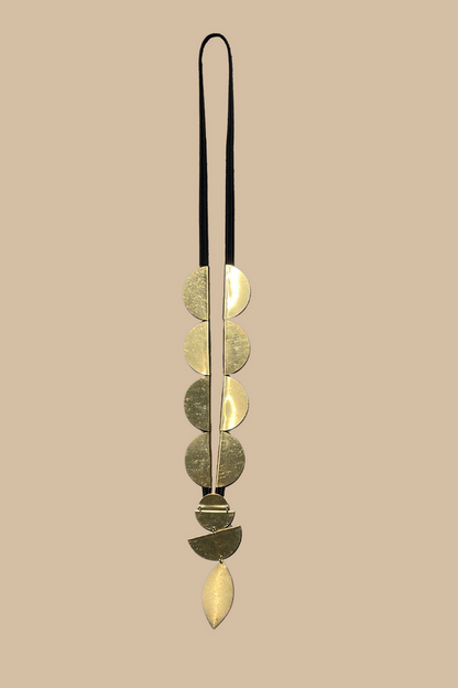 Leaf and Half Moon Pendant Necklace