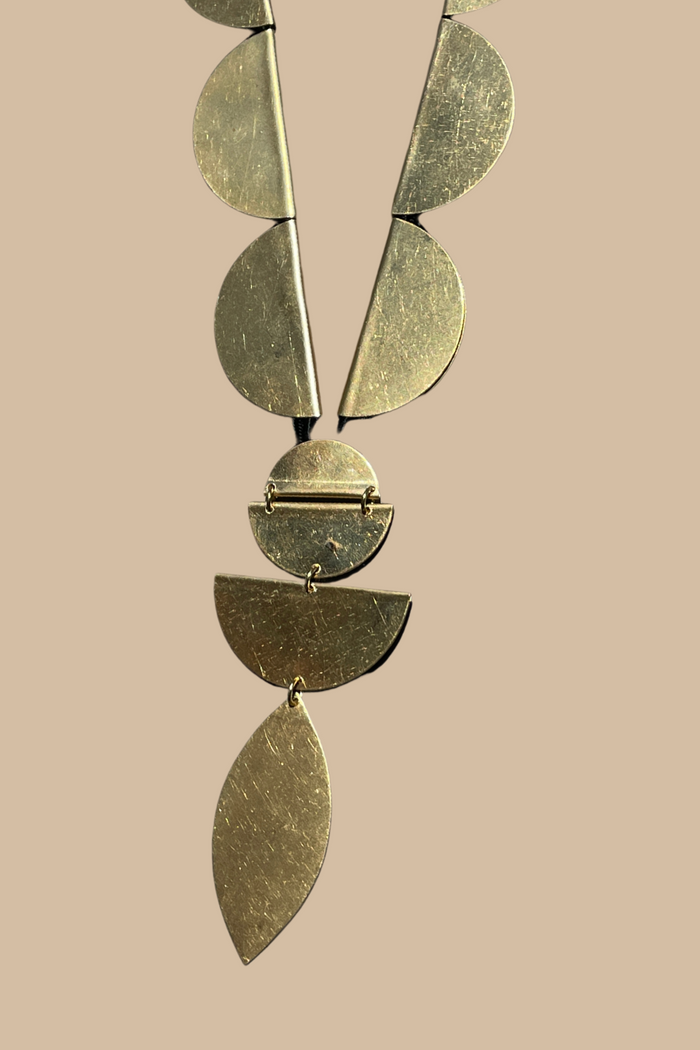 Leaf and Half Moon Pendant Necklace